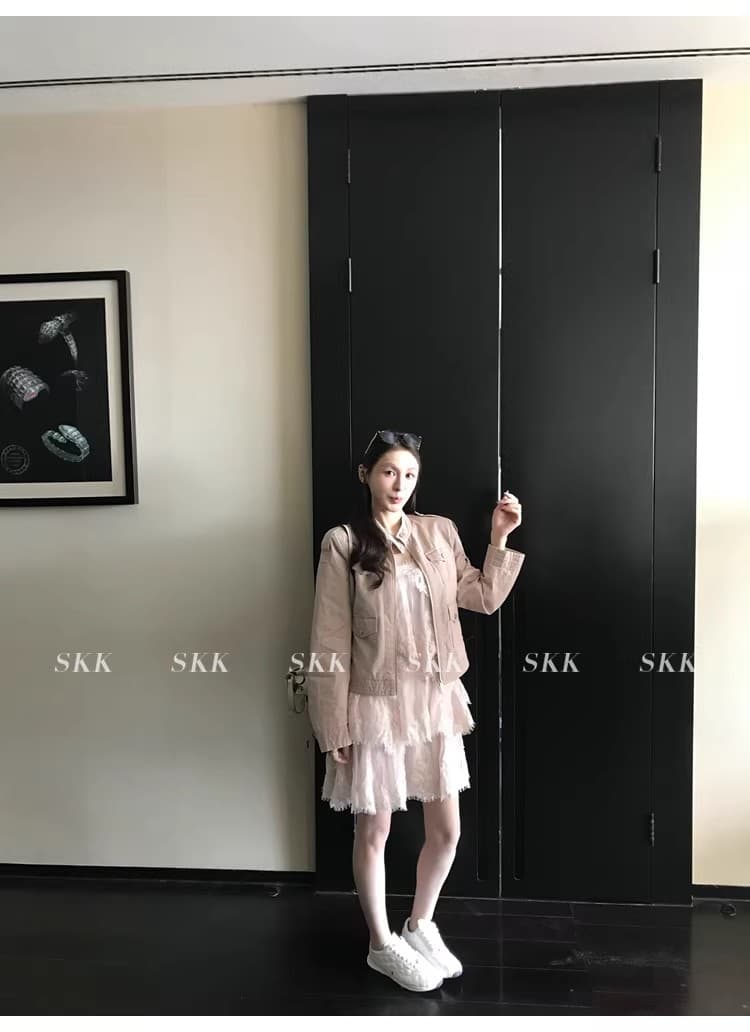 skk store 인시 튜 수여 됨 aj 높음 제품 질감 무거운 작업 레이스 슬립 드레스 길다 쇼트 스타일 봄 여름 여성 상세 이미지 15