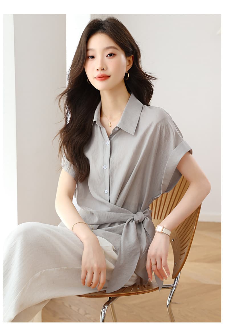 2026 여름 새로운 허리 수축 외국 가스 셔츠 불규칙 반팔 라이 경기 서울 슬림해 보이는 디자인 센스 맨위 셔츠 상세 이미지 13