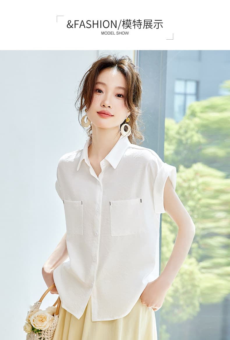 2026 여름 새로운 반팔 여성 셔츠 여름 순면 얇은 셔츠 디자인 센스 작은 대중 프랑스식 Feifei 소매 맨위 상세 이미지 7