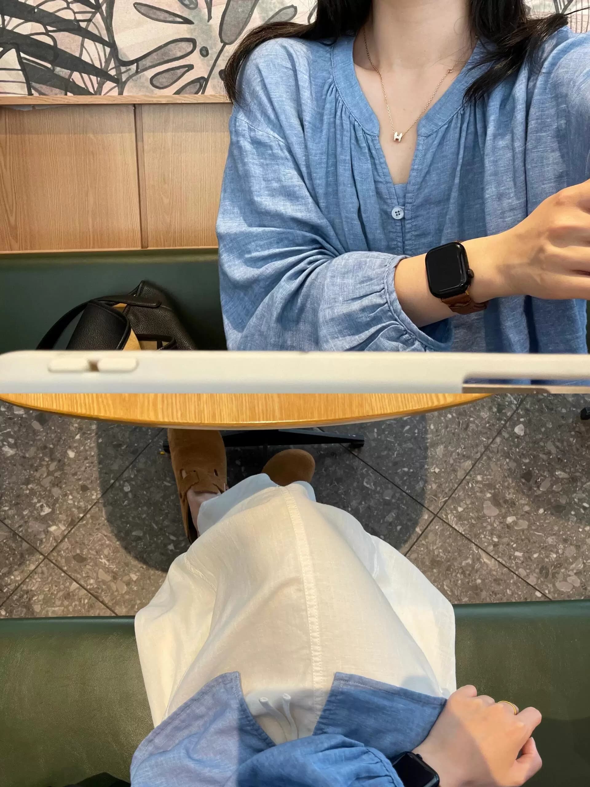 파란색 주간 실크 자외선 차단 여성 셔츠 여름 얇은 스타일 느긋한 바람 V넥 루즈핏 카디건 코트 가져 가라. 아마 반신 스커트 상세 이미지 5