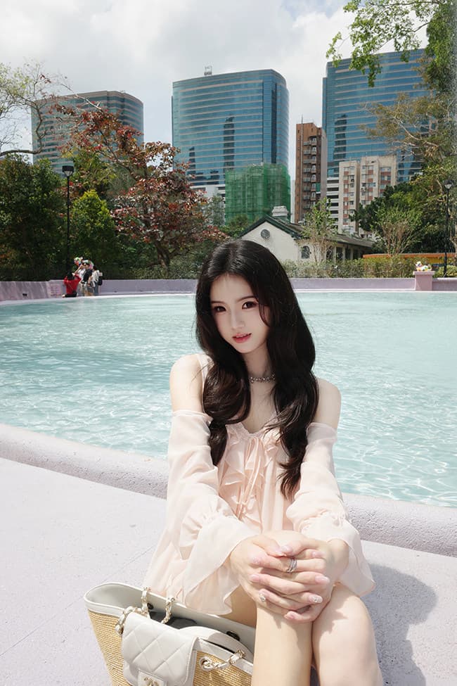 famouswang 봄 새로운 따뜻한 비취 프릴 쉬폰 부드러운 바람 오프숄더 긴팔 쉬폰 블라우스 맨위 상세 이미지 29