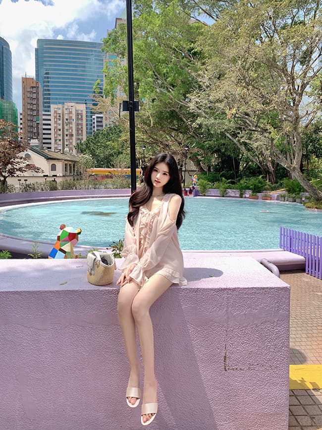 famouswang 봄 새로운 따뜻한 비취 프릴 쉬폰 부드러운 바람 오프숄더 긴팔 쉬폰 블라우스 맨위 상세 이미지 35