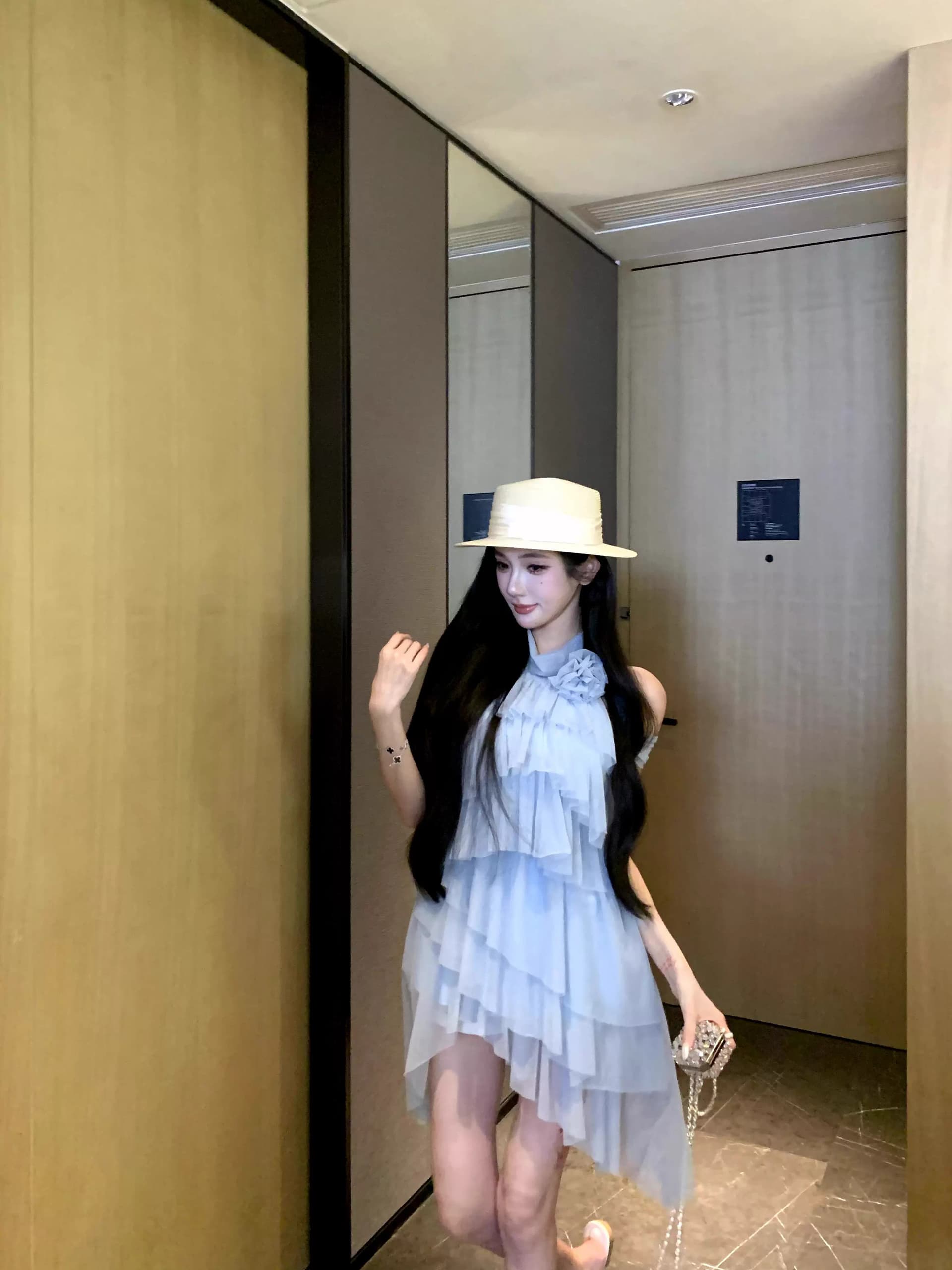 barbchill 알몸의 색상 발레 행침 목 케이크 드레스 거즈 스커트 세트 오프숄더 맨위 반신 스커트 반바지 상세 이미지 30