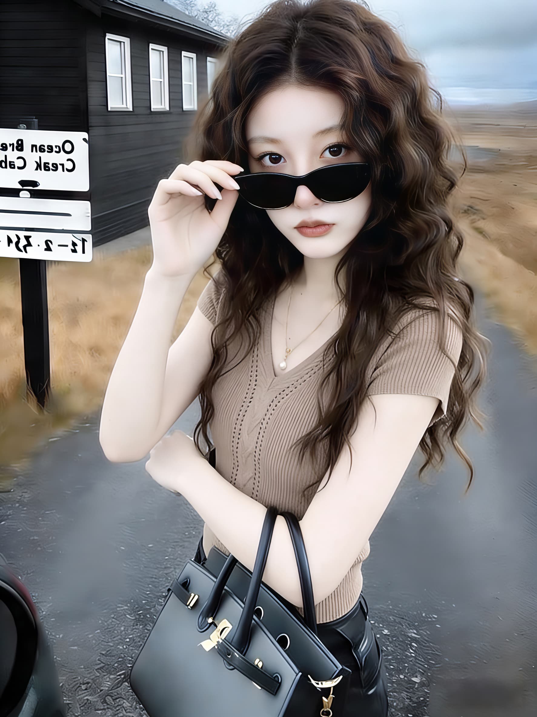 순수한 욕망 핑크색 몸매 가꾸기 슬림해 보이는 니트 스웨터 여성 디자인 센스 여름 달콤한 핫걸 몸매 가꾸기 홀로우 아웃 V넥 반팔 맨위 상세 이미지 3