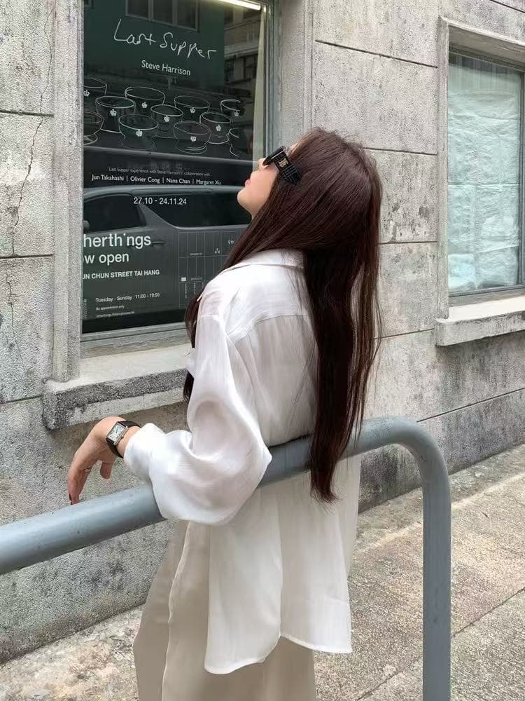 화이트 섬 실크 자외선 차단 여성 셔츠 여름 얇은 스타일 루즈핏 재킷 오픈 가디건 외부 가져 가라. 도루 센스 셔츠 이미지 4