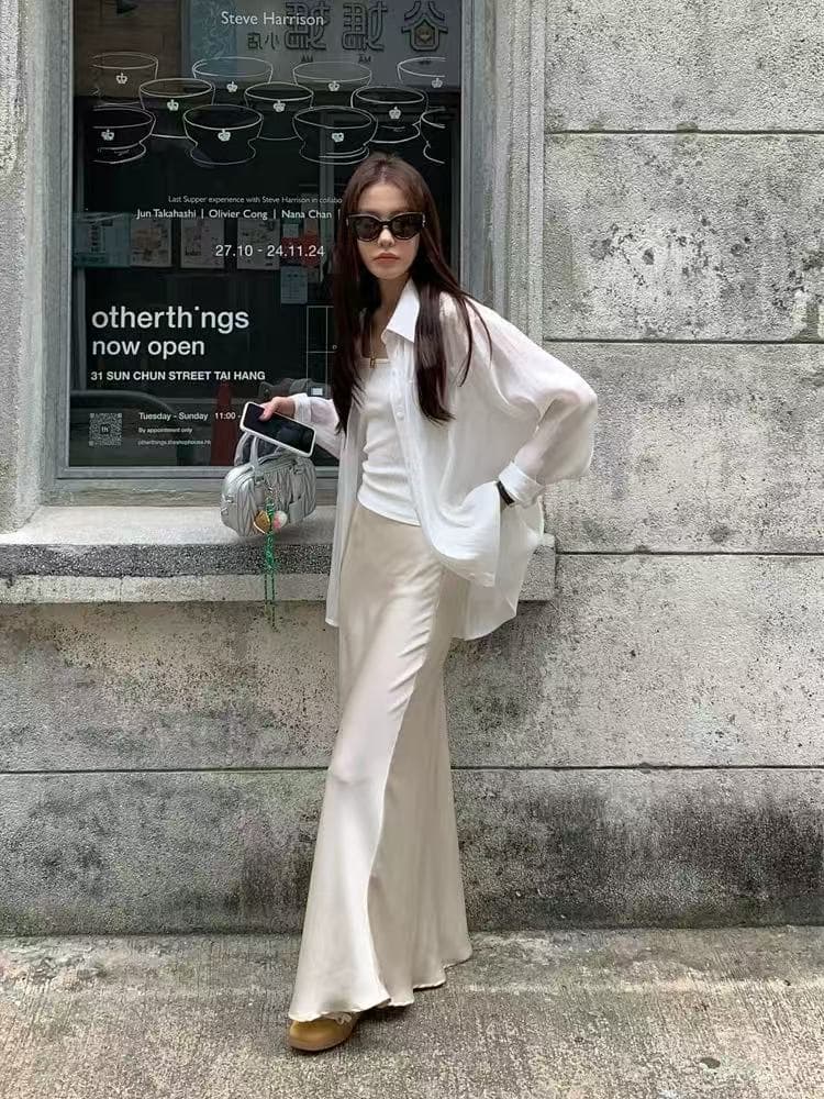 화이트 섬 실크 자외선 차단 여성 셔츠 여름 얇은 스타일 루즈핏 재킷 오픈 가디건 외부 가져 가라. 도루 센스 셔츠 상세 이미지 3