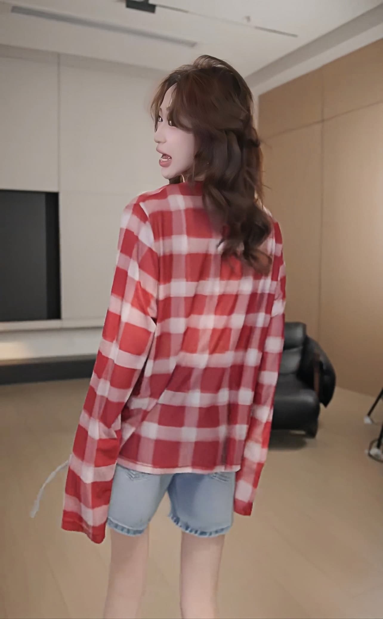캐주얼 레트로 다용도 체크무늬 긴팔 맨위 패션 출퇴근 맨위 상세 이미지 7