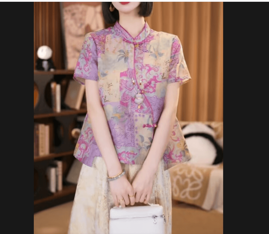 2026 년 새로운 중식 국풍 통기성 비스듬한 襟 단추 새로운 맨위 작은 셔츠 상세 이미지 2