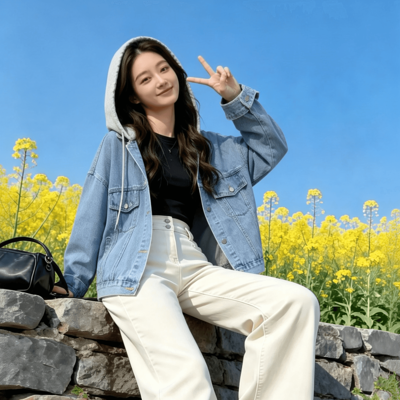 유봉 가을 새로운 페이크 레이어드 한국 스타일 루즈핏 캐주얼 다용도 데님 재킷 재킷