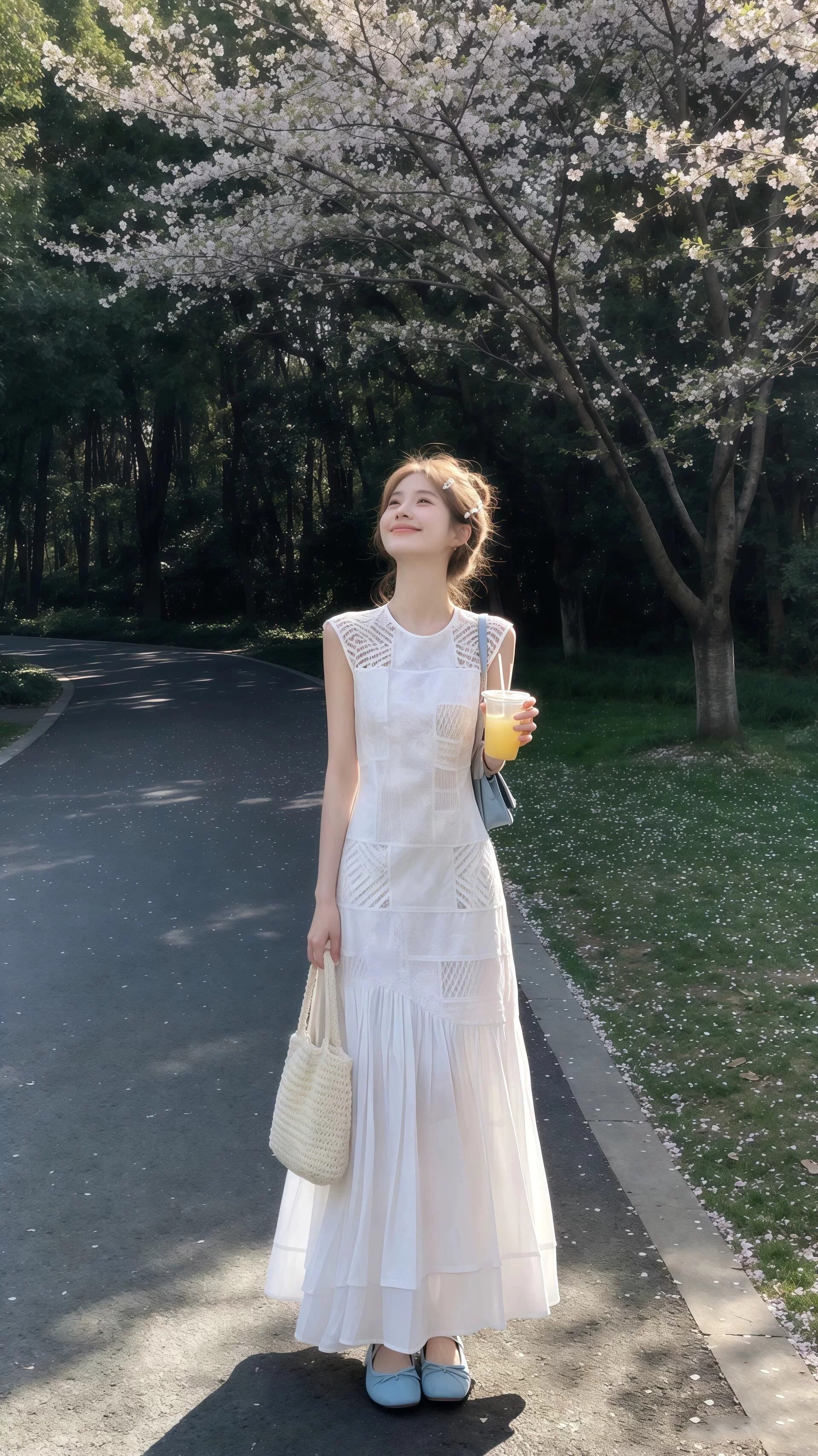 화이트 조끼 홀로우 아웃 여성 드레스 2026 여름 새로운 프랑스식 길다 치마 자이언트 잘 생긴 품격 슬림해 보이는 허리 수축 이미지 4