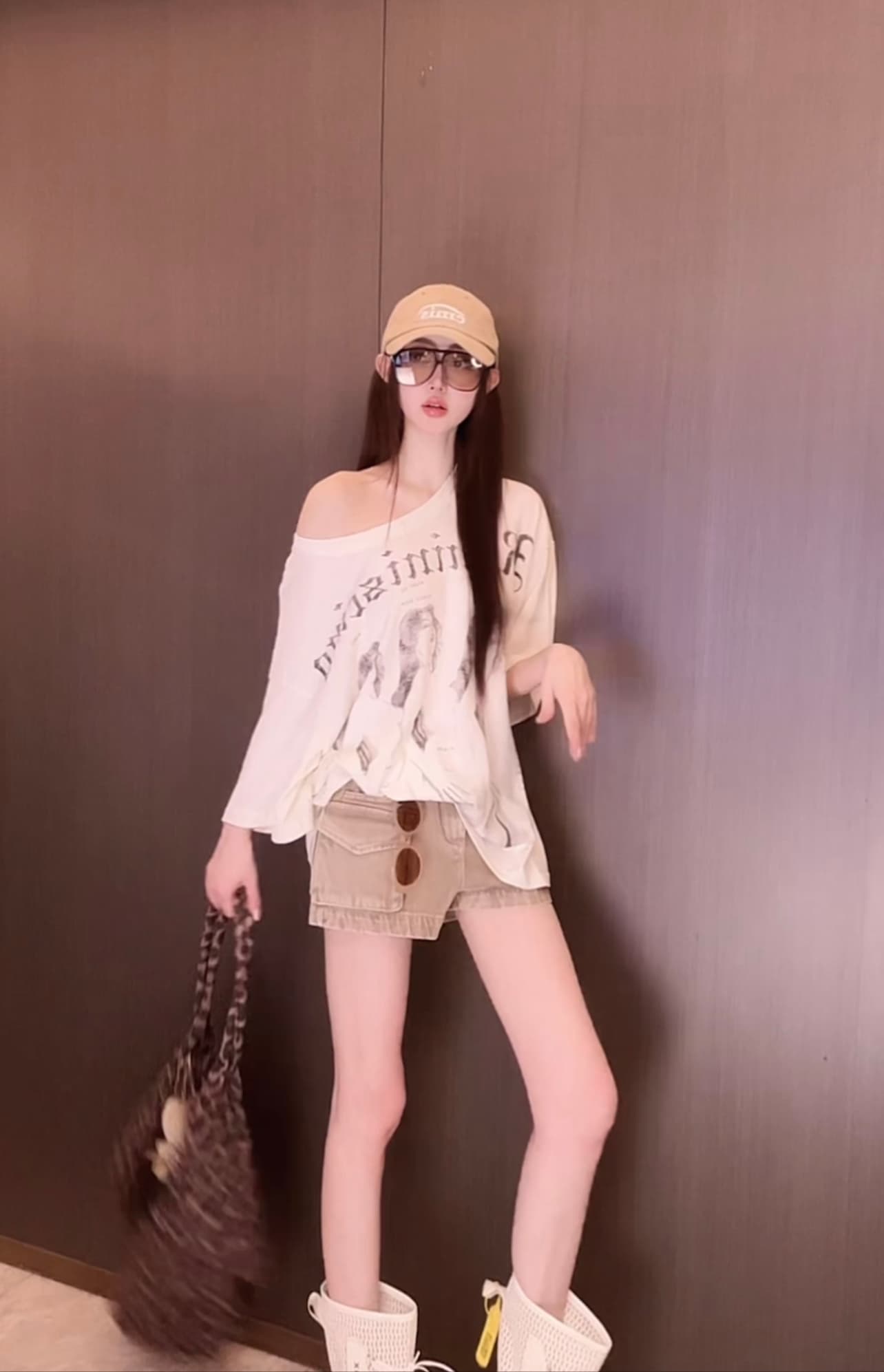 아메리칸 레트로 루즈핏 초상화 직분사 프린트 공예 티셔츠 상세 이미지 7