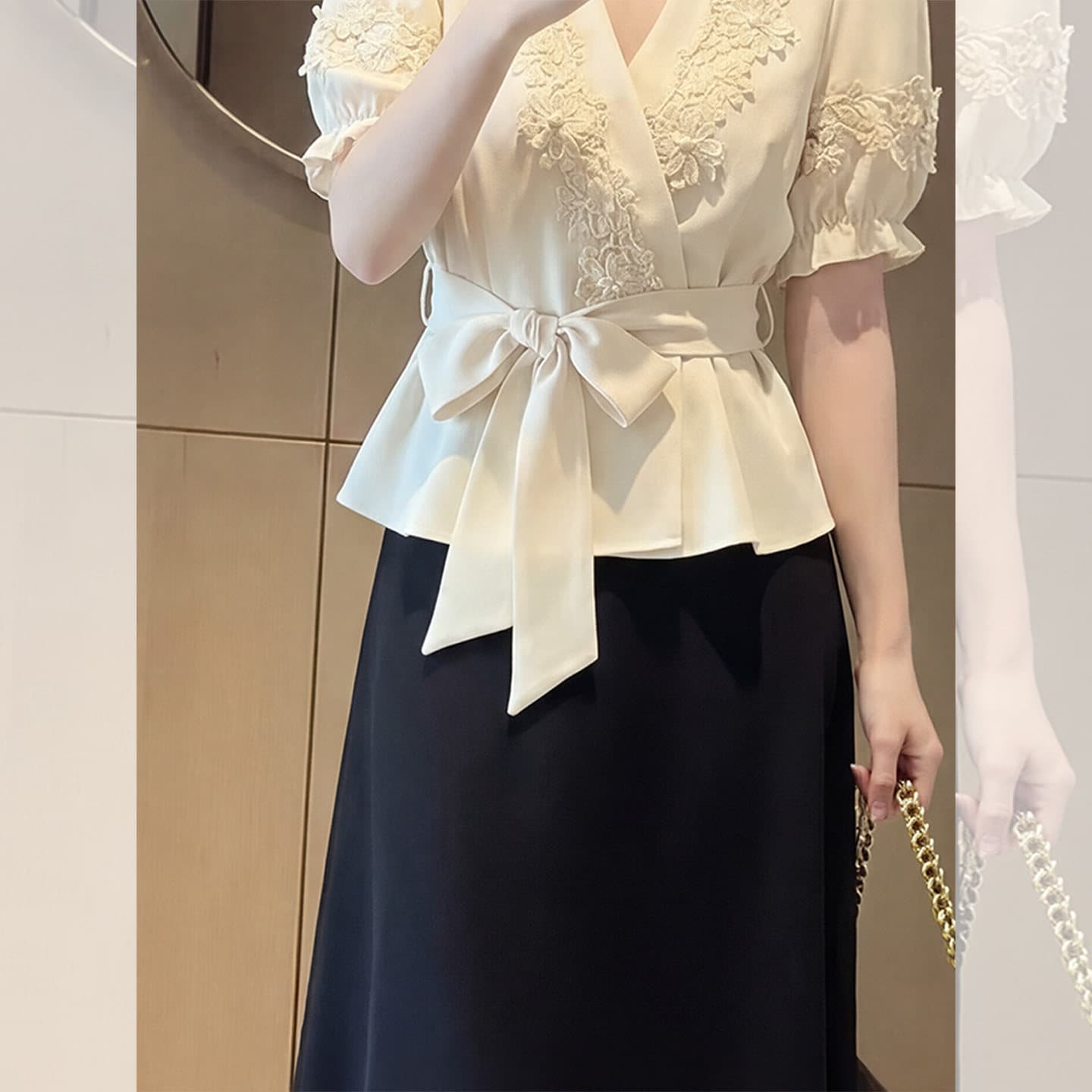 2026 새로운 슈퍼 화재 전체 집합 ootd 착용 가져 가라. 작은 키 여름 아름다운 셔츠 캐주얼 두 조각 세트 드레스 여성 상세 이미지 6