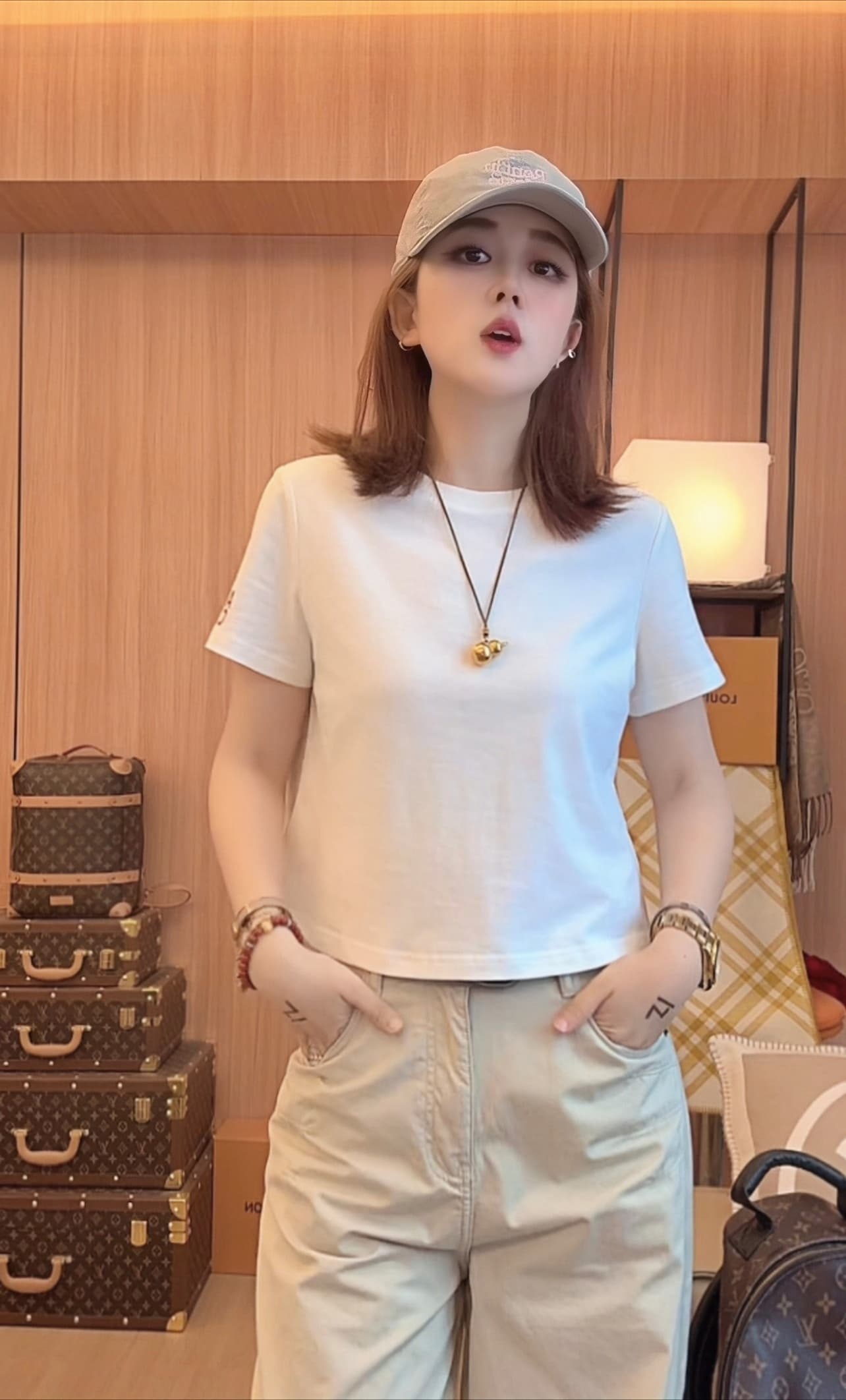영어 알파벳 t 새로운 알파벳 프린트 라운드 넥 티셔츠 여성 다용도 패션 반팔 상세 이미지 10