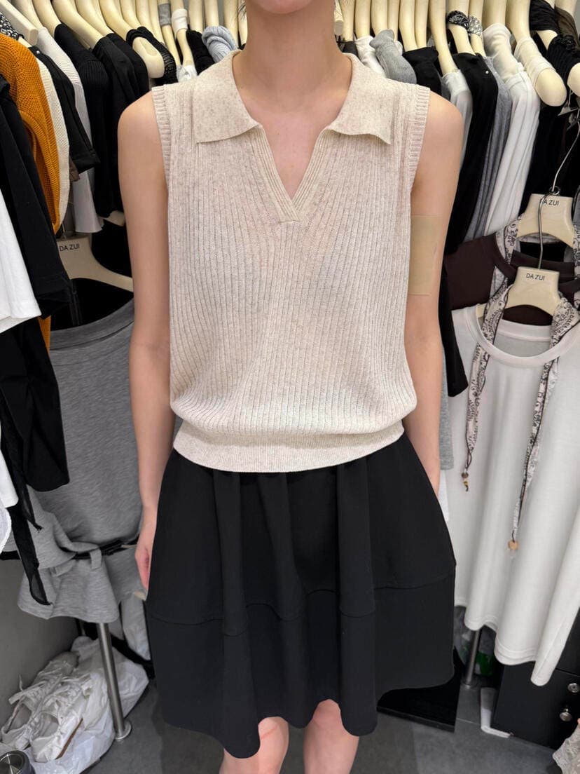 2026 여름 새로운 POLO 칼라 민소매 미니멀리즘 슬림해 보이는 조끼 여성 한 부서 몸매 가꾸기 슬림해 보이는 캐주얼 맨위 상세 이미지 16