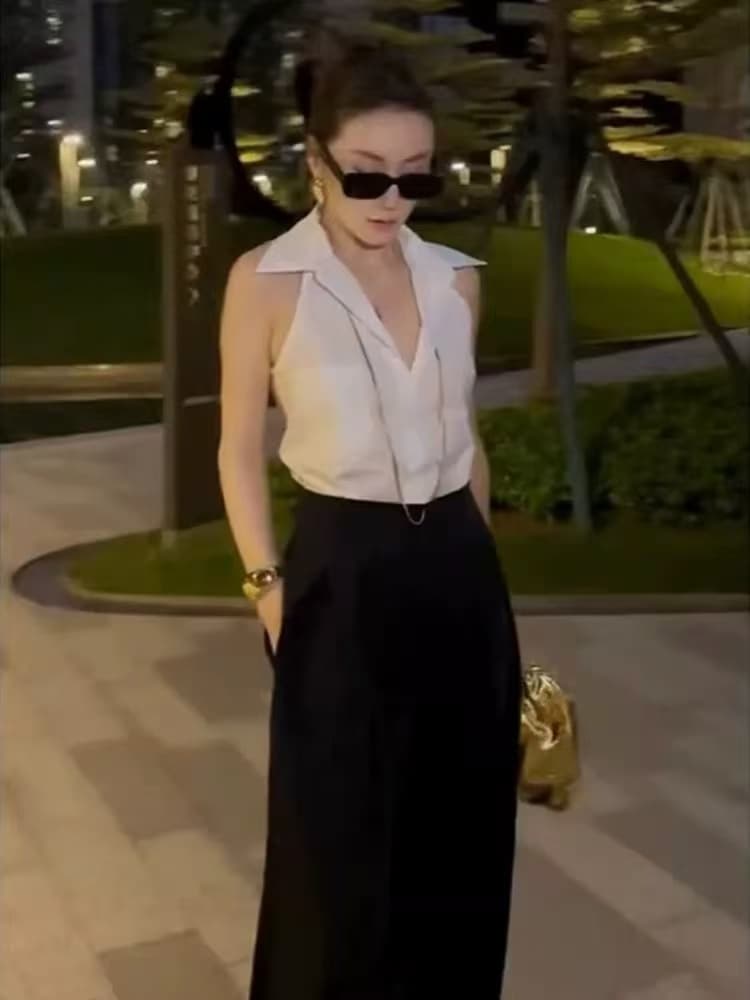 화이트 행침 목 민소매 여성 셔츠 여름 프랑스식 Chic 디자인 센스 작은 대중 고급 품격 폴로 칼라 쉬폰 톱 상세 이미지 2