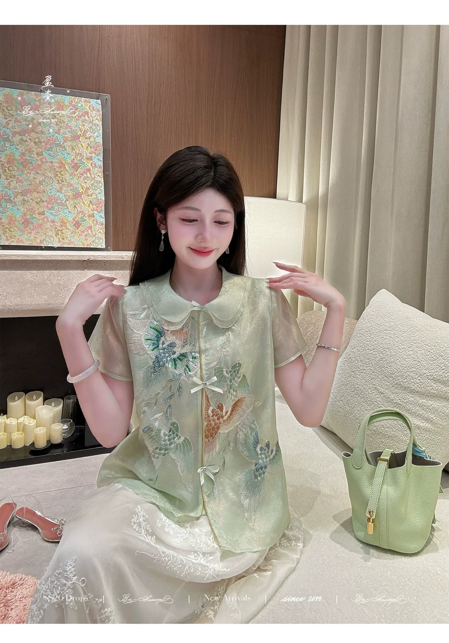 잉여금 도자기 실크 쿠이 깃털 무거운 작업 뽕나무 누에 실크 새로운 중식 베스트 여성 코트 여름 얇은 스타일 자수 국풍 맨위