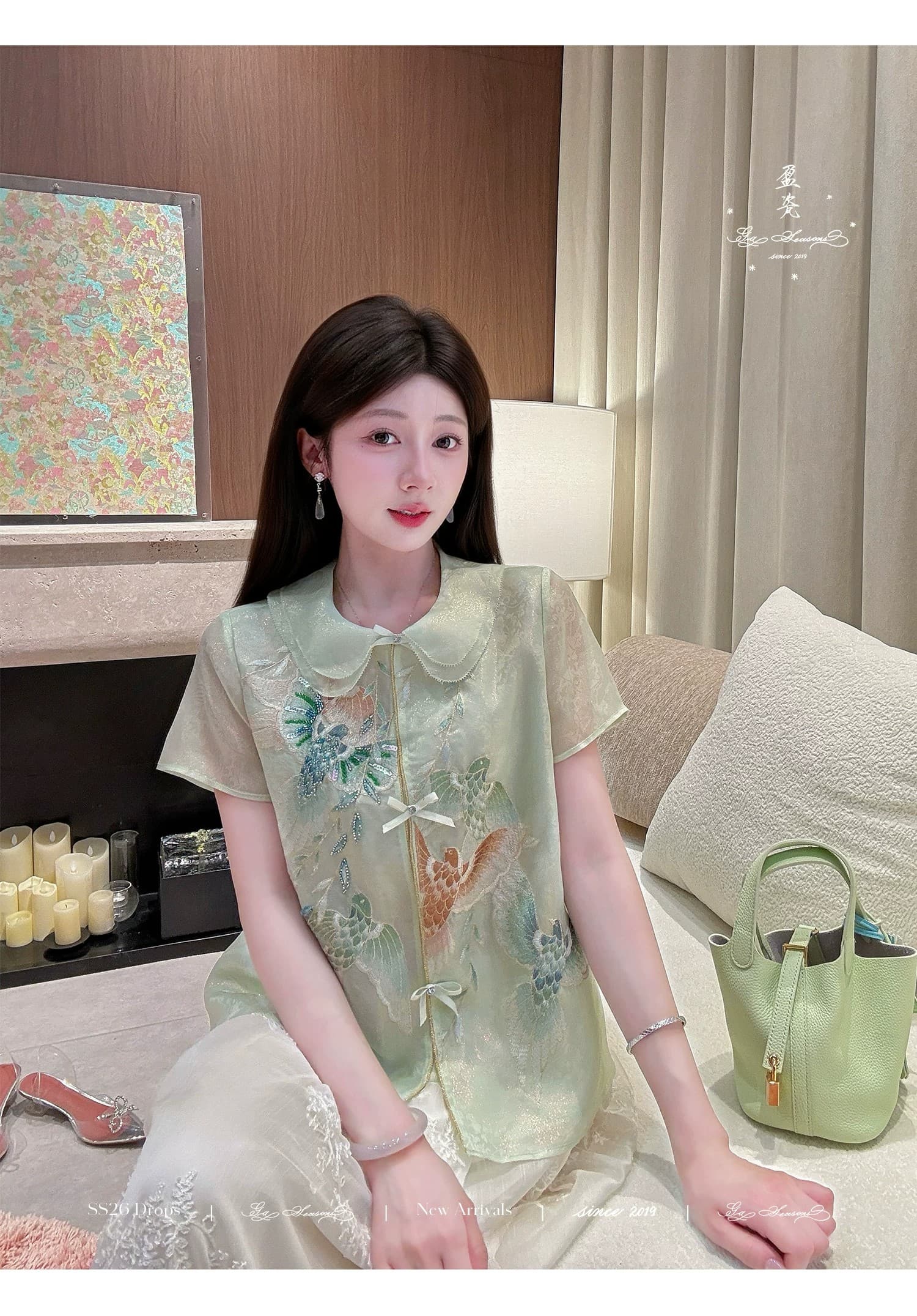 잉여금 도자기 실크 쿠이 깃털 무거운 작업 뽕나무 누에 실크 새로운 중식 베스트 여성 코트 여름 얇은 스타일 자수 국풍 맨위 상세 이미지 8