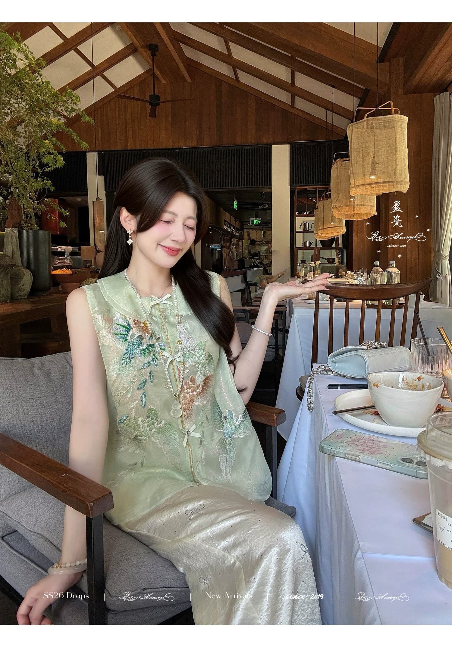 잉여금 도자기 실크 쿠이 깃털 무거운 작업 뽕나무 누에 실크 새로운 중식 베스트 여성 코트 여름 얇은 스타일 자수 국풍 맨위 상세 이미지 11