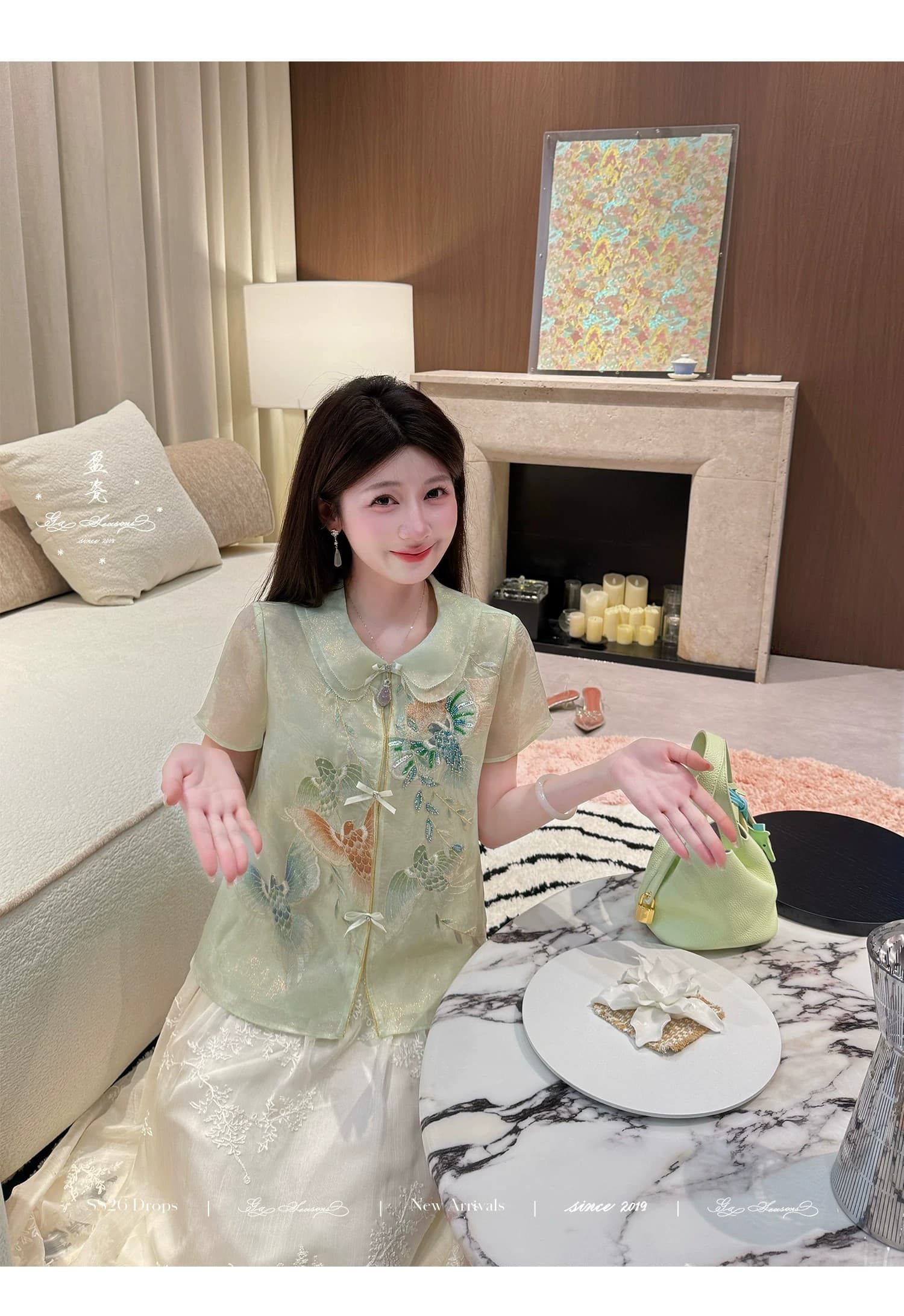 잉여금 도자기 실크 쿠이 깃털 무거운 작업 뽕나무 누에 실크 새로운 중식 베스트 여성 코트 여름 얇은 스타일 자수 국풍 맨위 상세 이미지 15