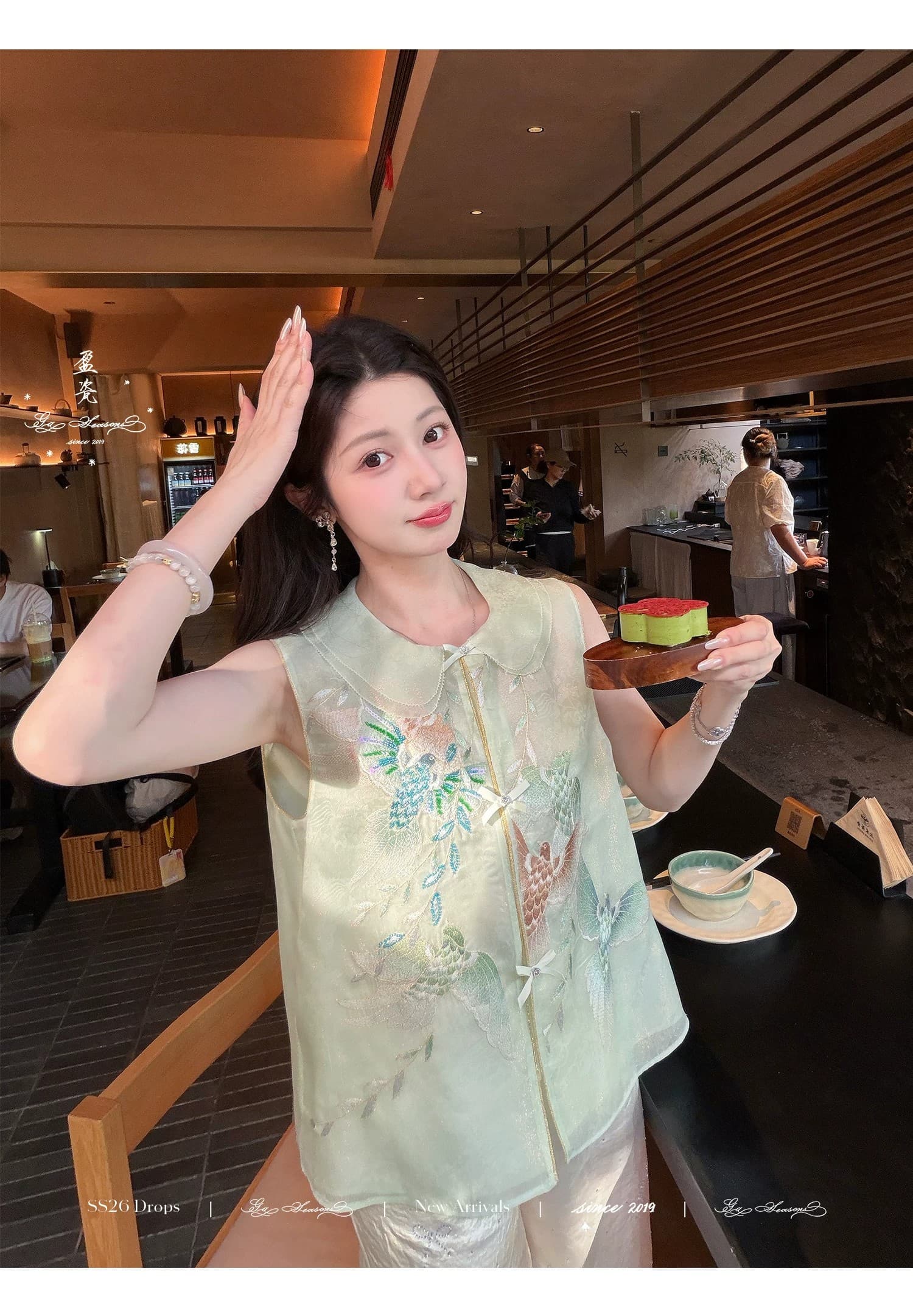 잉여금 도자기 실크 쿠이 깃털 무거운 작업 뽕나무 누에 실크 새로운 중식 베스트 여성 코트 여름 얇은 스타일 자수 국풍 맨위 상세 이미지 27