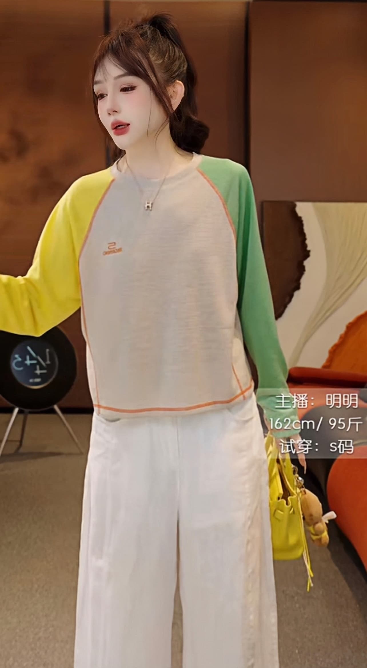 패치워크 색상 부적 여름 디자이너 개성 패치워크 색상 얇은 스타일 긴팔 티셔츠 t 상세 이미지 5