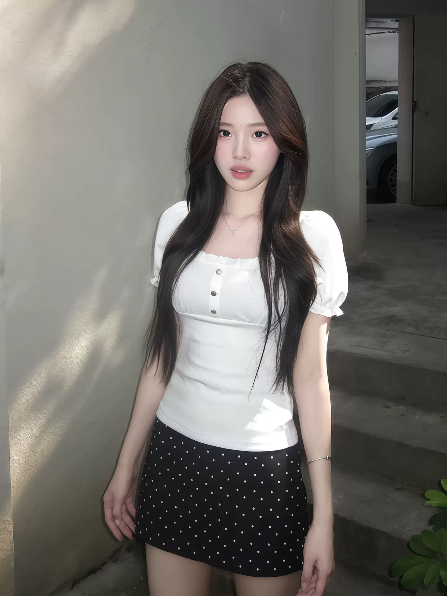 순수한 욕망 핫걸 바람 광장 칼라 거품 소매 티셔츠 여성 여름 착용 가져 가라. 고급 센스 몸매 가꾸기 슬림해 보이는 패션 투피스 슈트 상세 이미지 2