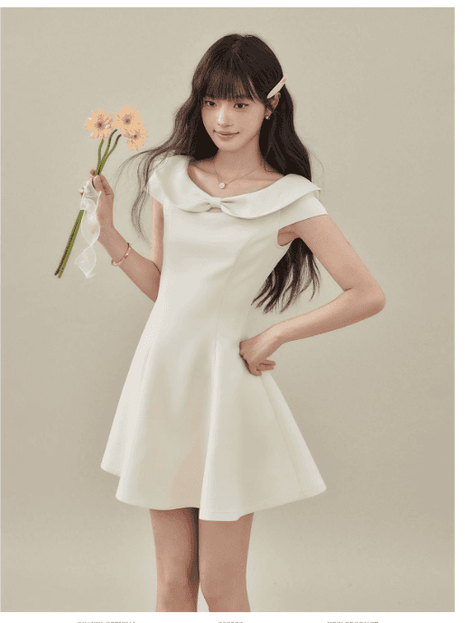 Ouyang 안녕하세요. 제니 공주 2.0 베이비 칼라 나비 매듭 여성 드레스 여름 민소매 허리 수축 공주 드레스 상세 이미지 2