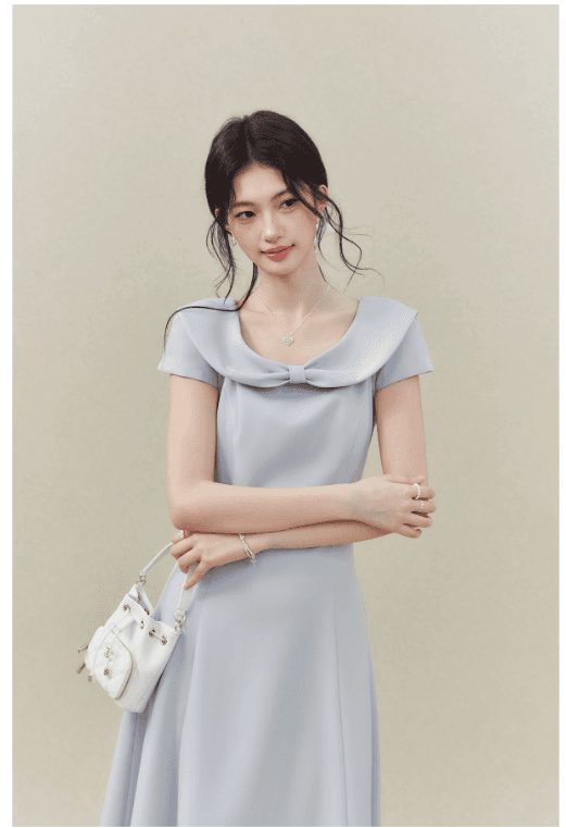 Ouyang 안녕하세요. 제니 공주 2.0 베이비 칼라 나비 매듭 여성 드레스 여름 민소매 허리 수축 공주 드레스 상세 이미지 4