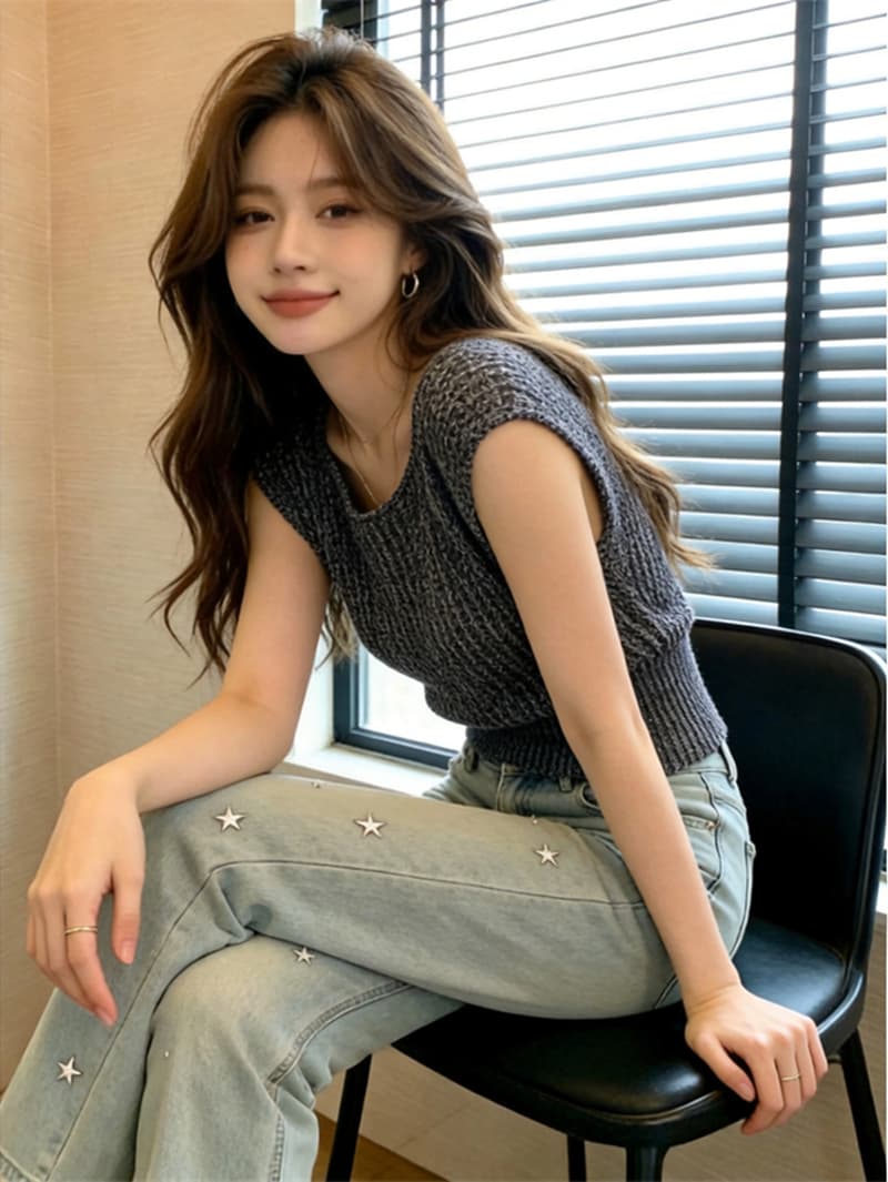여름 새로운 빛 요리 한 프랑스식 니트 스웨터 허리 수축 슬림해 보이는 고급 센스 외국 가스 작은 대중 디자인 센스 맨위 여성 상세 이미지 7