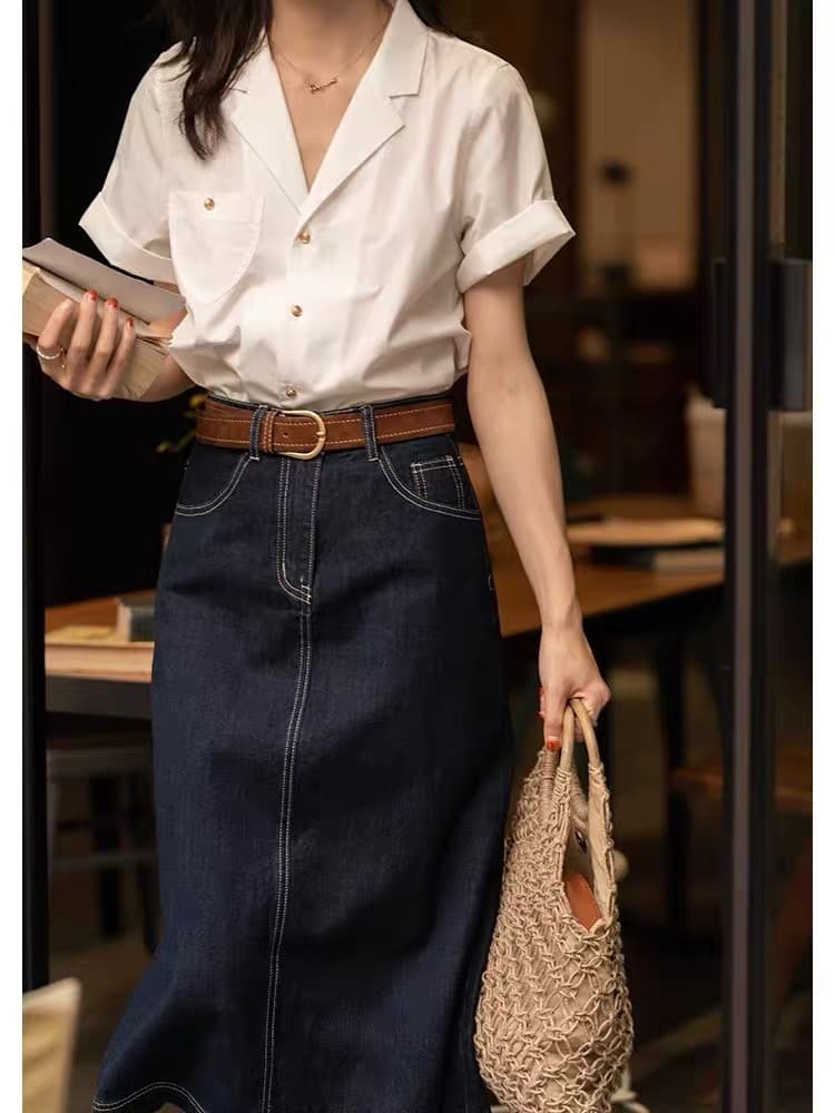프랑스식 레트로 부드러운 바람 화이트 쿠바 칼라 반팔 여성 셔츠 2026 년 여름 한 부서 품격 슬림해 보이는 셔츠 이미지 4