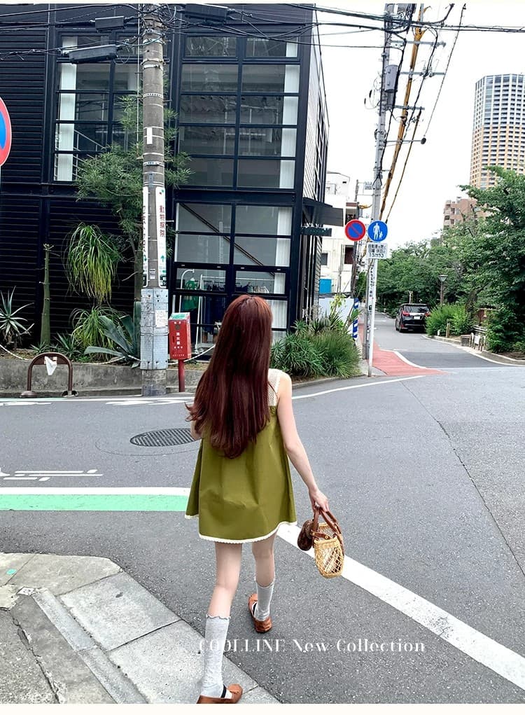 coolline 숲 희 롯폰기 초기 방문 miu 부서 이끼 녹색 인형 치마 롱 스커트 세트 그룹 상세 이미지 3