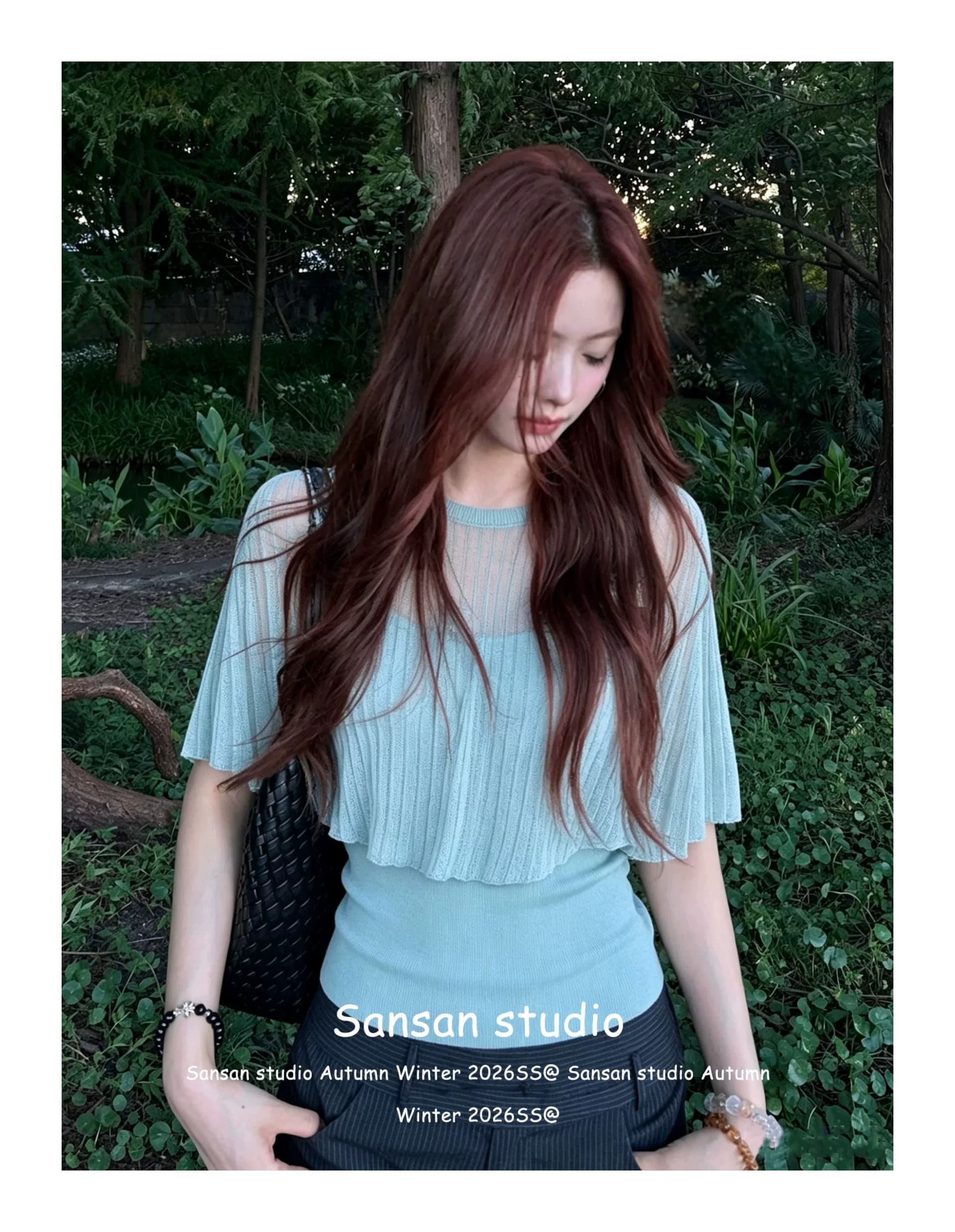 한 부서 숄 망토 반팔 티셔츠 여성 여름 착용 가져 가라. 캐미솔 몸매 가꾸기 슬림해 보이는 니트 맨위 투피스 세트 이미지 2