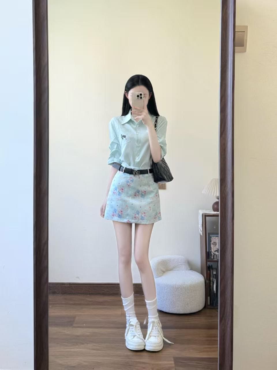 여름 드레스 코디 전체 집합 빛 요리 한 로얄 자매 작은 키 아메리칸 달콤한 매운맛 바람 디자인 센스 맨위 치마 투피스 슈트