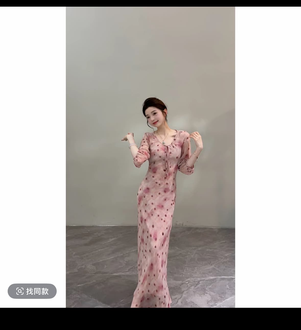 노래 송 여름 프랑스식 헤일로 염색 도트 무늬 라운드 넥 거품 소매 허리 수축 몸매 가꾸기 슬림해 보이는 품격 드레스 상세 이미지 2