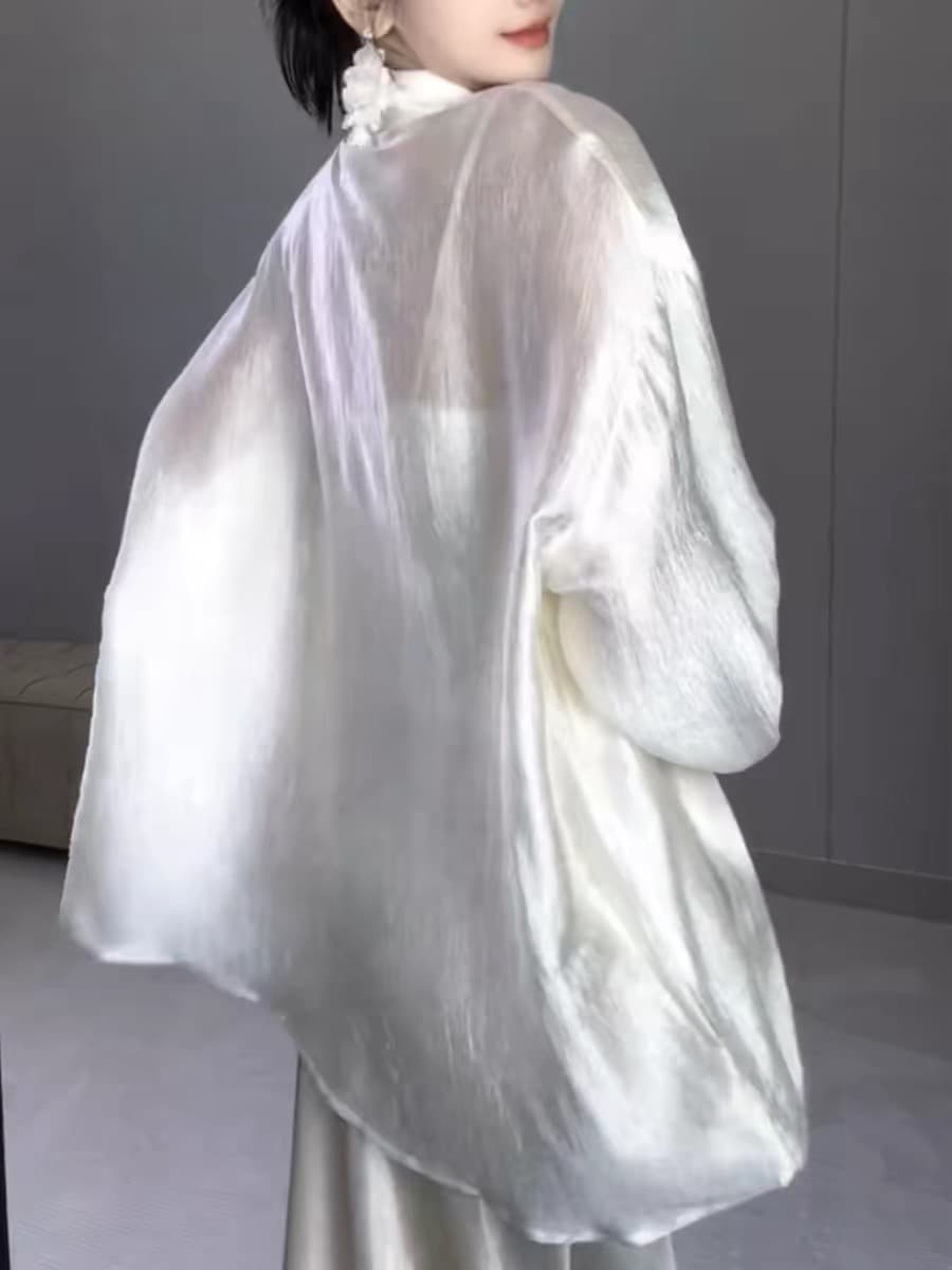 한 부서 느긋한 바람 얇은 스타일 자외선 차단 긴팔 여성 셔츠 여름 드레스 루즈핏 캐주얼 맨위 상세 이미지 4