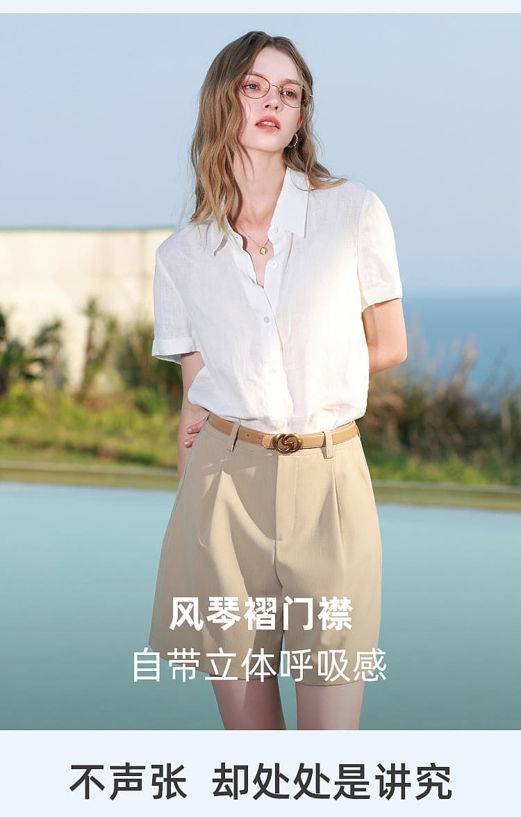 2026 여름 새로운 단색 셔츠 폴로 칼라 루즈핏 반팔 셔츠 익스트림 제인 바람 상세 이미지 14