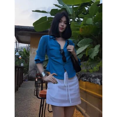 jiujiu&fs 지저우 소프트 캔디 여성 셔츠 여름 허리 수축 슬림해 보이는 작은 대중 디자인 센스 품격 한 여성 안감 상세 이미지 4