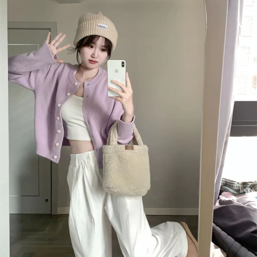 이른 가을 한 부서 착용 가져 가라. 부드러운 찹쌀 부드러운 바람 맨위 니트 스웨터 쇼트 스타일 외부 가져 가라. 느긋한 스웨터 오픈 가디건 여성 코트 상세 이미지 6