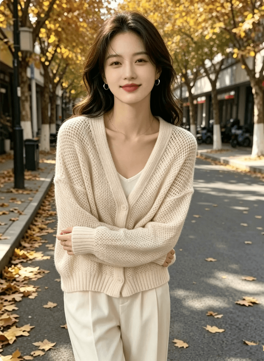 봄 가을 겨울 새로운 느긋한 바람 V넥 오픈 가디건 루즈핏 단추 니트 스웨터 고급 부드러운 여성 의류 스웨터 코트 상세 이미지 8