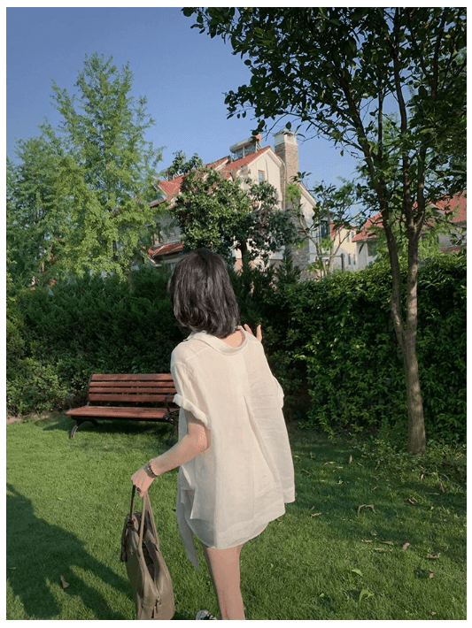 느슨함 오래된 돈 바람 전체 집합 100 높은 지점 라미 워싱 아마 루즈핏 셔츠 치마바지 세트 상세 이미지 5
