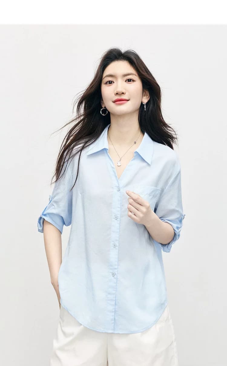 라이 경기 서울 박하 작은 차가운 셔츠 26 출퇴근 캐주얼 v 단어 셔츠 칼라 袢 소매 맨위