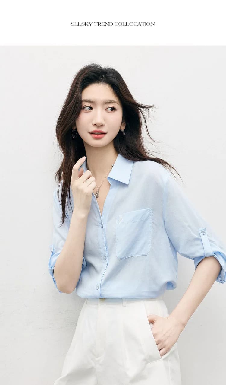 라이 경기 서울 박하 작은 차가운 셔츠 26 출퇴근 캐주얼 v 단어 셔츠 칼라 袢 소매 맨위 상세 이미지 5
