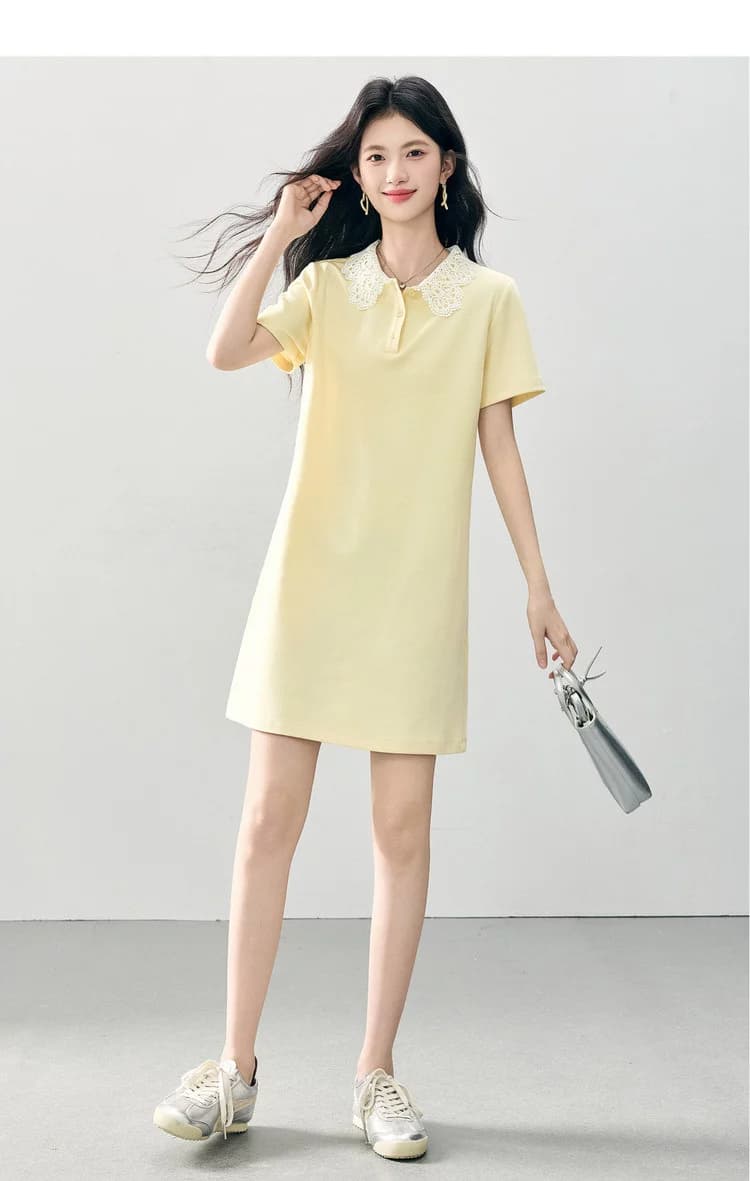 느슨함 지배 남자 바 면 부드러운 빛 polo 치마 26 수공 자수 POLO 칼라 드레스 상세 이미지 3