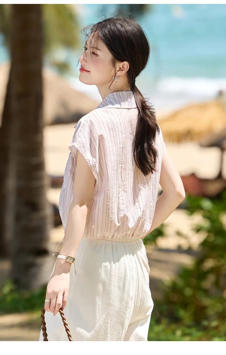 디자인 센스 스트라이프 폴로 칼라 셔츠 26 년 아모이 루즈핏 다용도 편안함 연령 감소 출퇴근 맨위 이미지 3