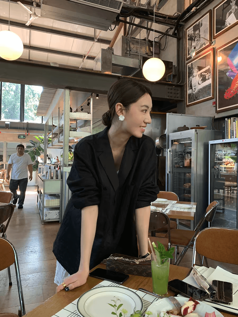 gakee official 검정색 익스트림 제인 긴팔 여성 셔츠 가을 새로운 루즈핏 품격 패션 아마 셔츠 상세 이미지 3