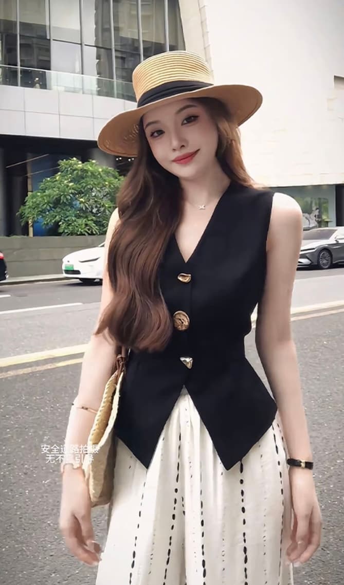 밤나무 용융 골드 새로운 조끼 여자 여름 얇은 스타일 외부 가져 가라. 민소매 조끼 맨위 다용도 캐주얼 바지 상세 이미지 3