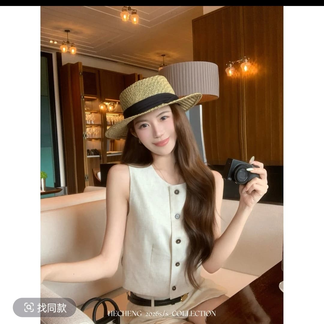 와우 현재 85 라이 경기 서울 9 마 6 면 단추 조끼 베스트 페이크 레이어드 반바지 여성 여름 투피스 세트 상세 이미지 3