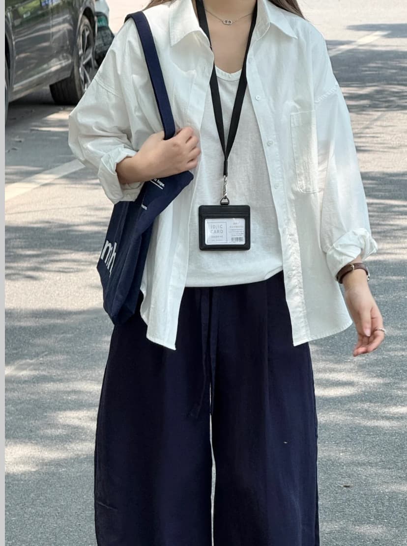 인터넷 그림 2026 화이트 순면 여성 셔츠 여름 자외선 차단 외부 가져 가라. 오픈 가디건 루즈핏 긴팔 맨위 봄 가을 셔츠 상세 이미지 1