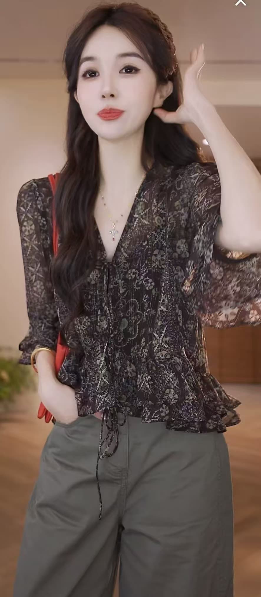 여름 프린트 캐주얼 패션 레트로 루즈핏 슬림해 보이는 빛 럭셔리 다용도 셔츠 맨위 상세 이미지 4