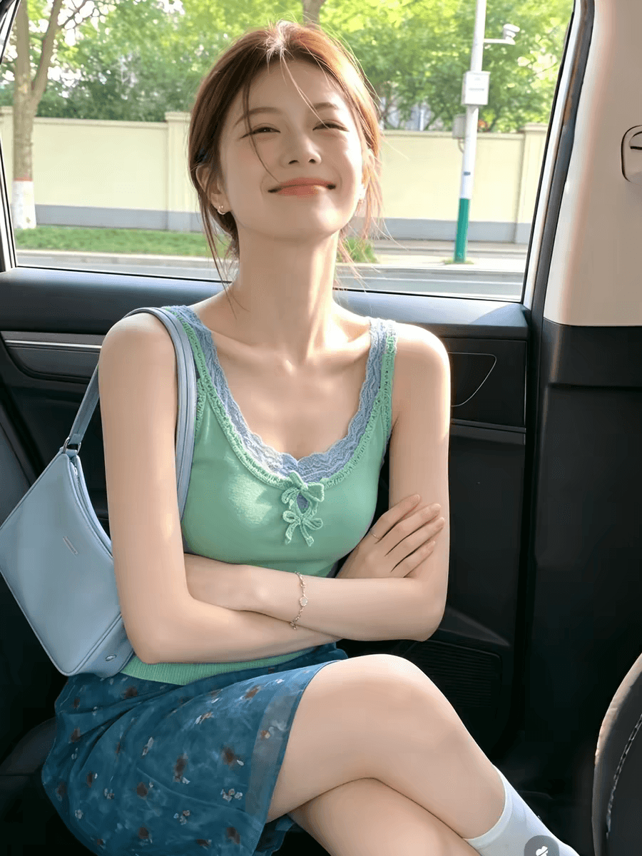 V넥 한 부서 아니요 명중 섹션 캐미솔 2026 여름 맨위 상세 이미지 2